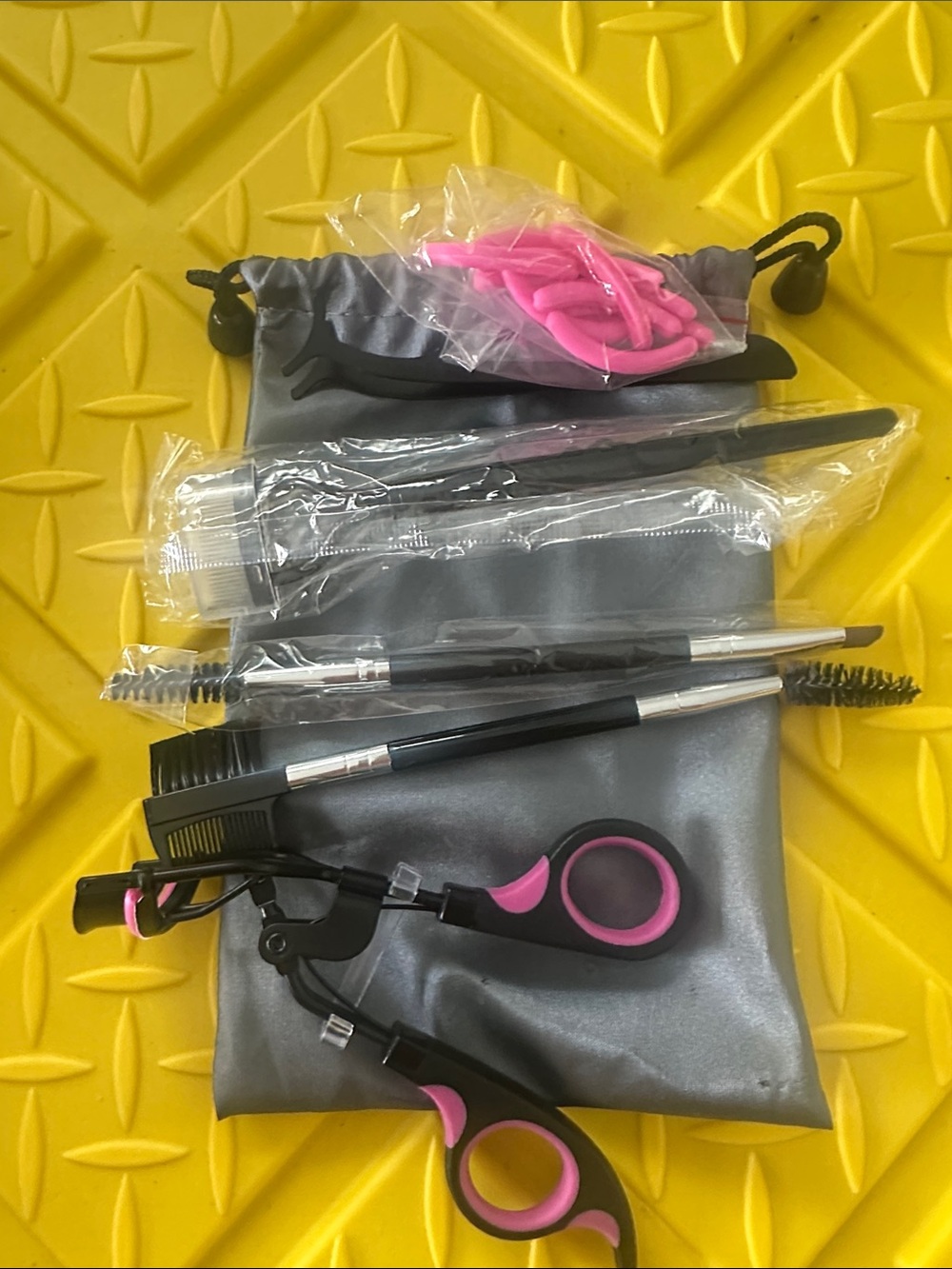 Pink & Black Eyelash and Brow Tool Kit - Professional Beauty Set